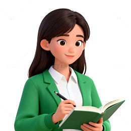 卡通女性学习插画
