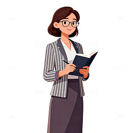 职场女性阅读插画素材