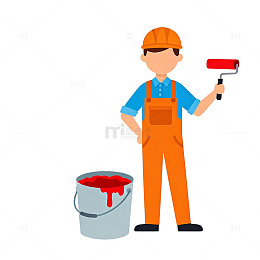 卡通建筑工人装修设计元素