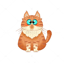卡通猫咪手绘装饰动物元素橘色