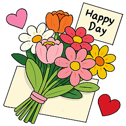 简约手绘花束元素