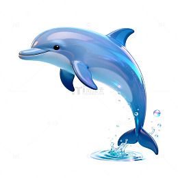 蓝色海豚跃动艺术插画