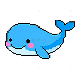 像素风可爱鲸鱼卡通插画