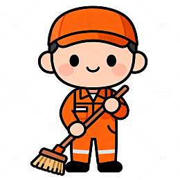 卡通清洁工形象矢量素材