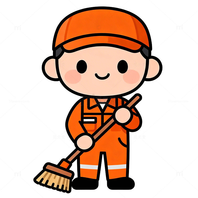 卡通清洁工形象矢量素材