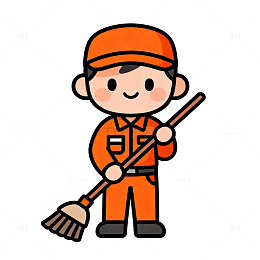卡通清洁工人物插画