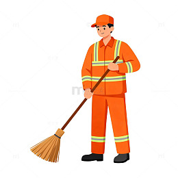 卡通风格清洁工人插画素材