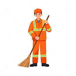 工人清扫卡通形象插画