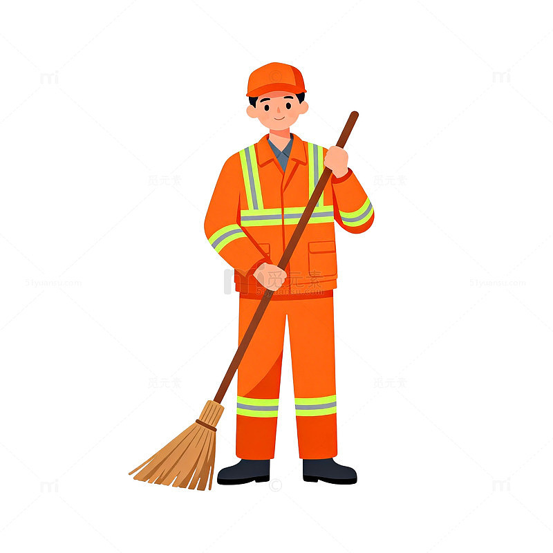 工人清扫卡通形象插画