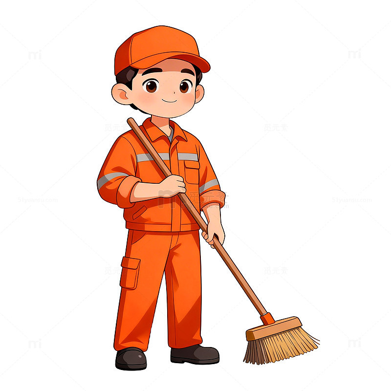 卡通清洁工形象矢量素材
