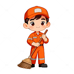 卡通清洁工人物矢量素材