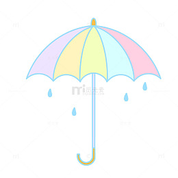 春天雨伞彩虹卡通装饰元素手绘
