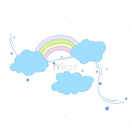 春天彩虹卡通装饰元素流苏