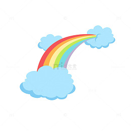 春天彩虹卡通装饰云朵