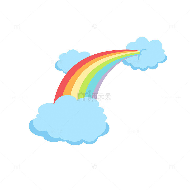 春天彩虹卡通装饰云朵