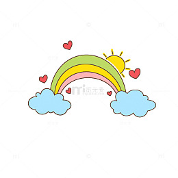 春天彩虹卡通装饰爱心元素