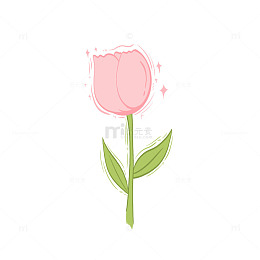 春天郁金香繁花花卉手绘元素