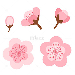 卡通粉色樱花花瓣免扣元素