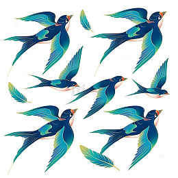 水墨画自由飞翔的燕子