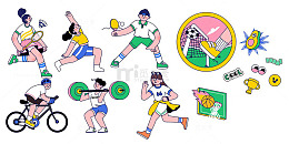 春季运动会卡通元素