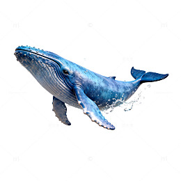 蓝色鲸鱼卡通插画