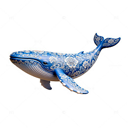 青花瓷风格鲸鱼装饰艺术品