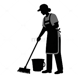 清洁工剪影图案设计元素