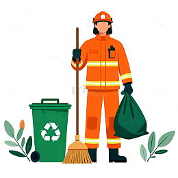 卡通消防员环保工作矢量素材