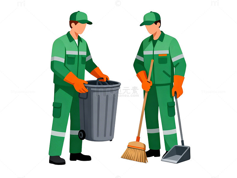 清洁工卡通形象矢量素材