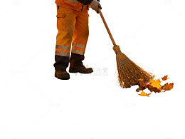 秋日清扫街道景象