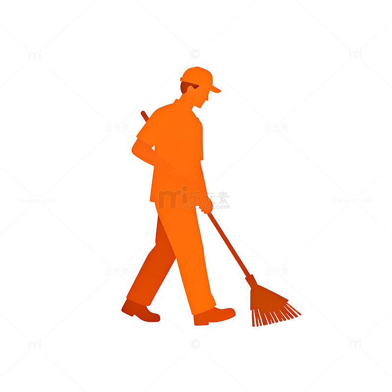 简洁风格清洁工人插画设计元素