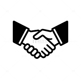 简约黑白握手图标合作素材