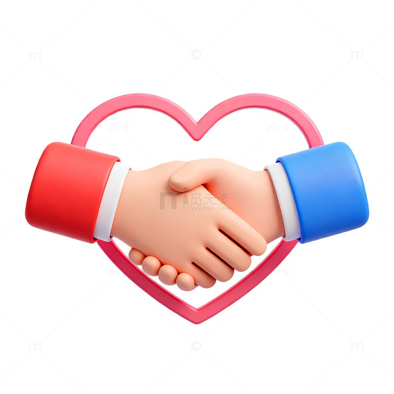 卡通握手心形合作图标