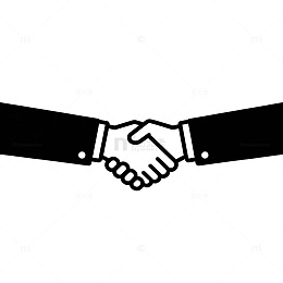 黑白握手合作简笔画素材