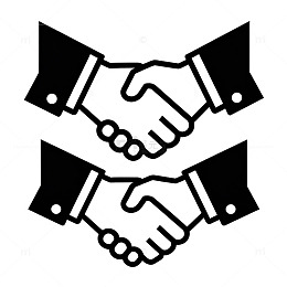 黑白握手合作图标