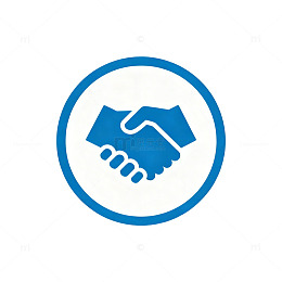 蓝色握手图标设计素材