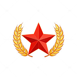 红色五角星麦穗标志
