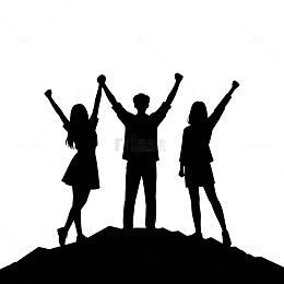 剪影风格庆祝胜利