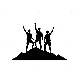 剪影风登顶庆祝图案设计素材