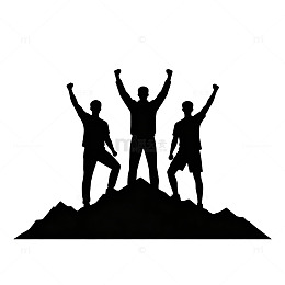 剪影登山胜利图