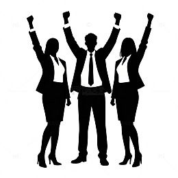 剪影风格团队庆祝矢量素材