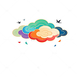 彩绘云彩飞鸟装饰图案