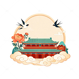 传统中国建筑插画