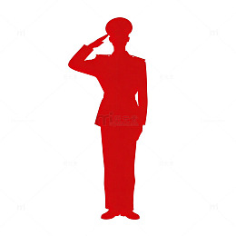 红色剪影男士敬礼图案