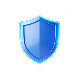 蓝色霓虹盾牌图标设计元素