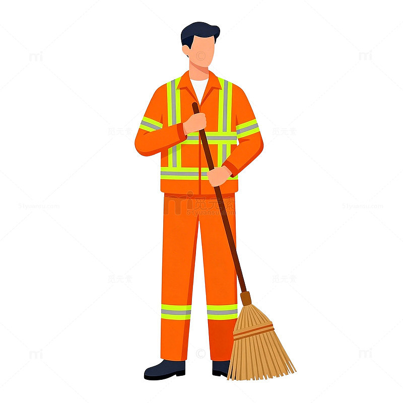 卡通清洁工形象矢量图