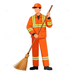 卡通风格清洁工人矢量插画