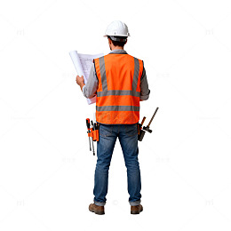 建筑工人背影设计素材