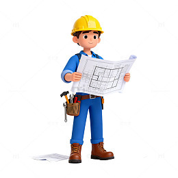 卡通建筑工人图纸设计素材