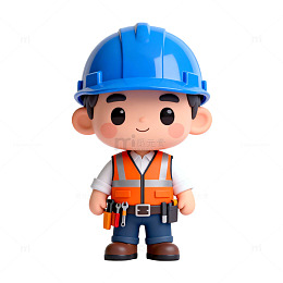 卡通建筑工人玩具模型